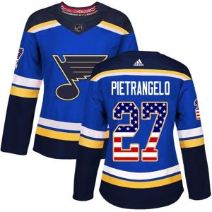 Damen St. Louis Blues Trikot Alex Pietrangelo 27 Blau USA Flag Fashion Authentic